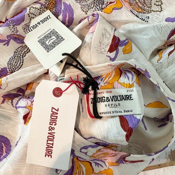 Zadig & Voltaire Rivage Jac Cut Flowers Silk-Blend Dress Size XS - Picture 4 of 14